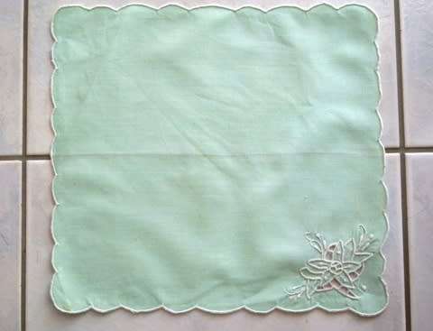 Four vintage mint green cotton napkins
