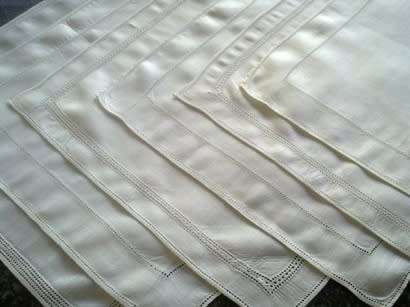 Six vintage white lawn linen ladies hankies