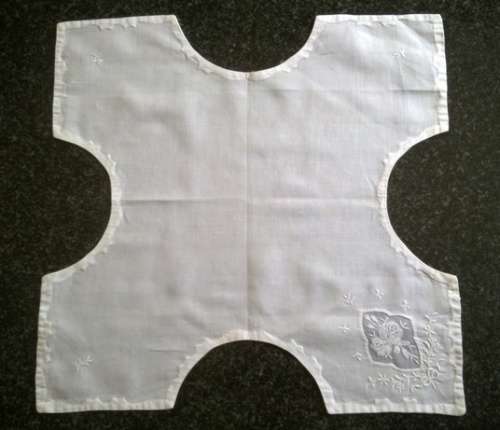 Elegant vintage Madeira white linen fold over bread/muffin warmer