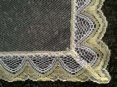 Vintage net food cover with yellow lace edge
