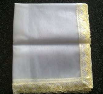 Vintage net food cover with yellow lace edge