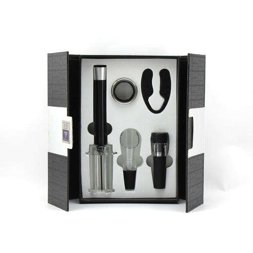 Unique 5 Piece Wine Cork Screw Set With Air Cork Screw and Vacuum Stopper In Gift Box *GREAT GIFT*
