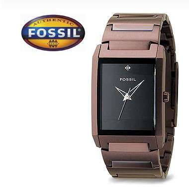 BRAND NEW Fossil FS4360 Brown IP Stainless Steel Black Dial Diamond Mens Watch