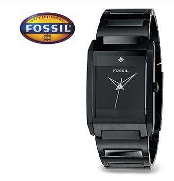 BRAND NEW FOSSIL FS4303 Black IP Stainless Steel Black Dial Diamond Mens Watch