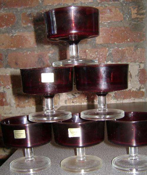 Handmade French Ruby Champagne Glasses (6)Vintage 1950's