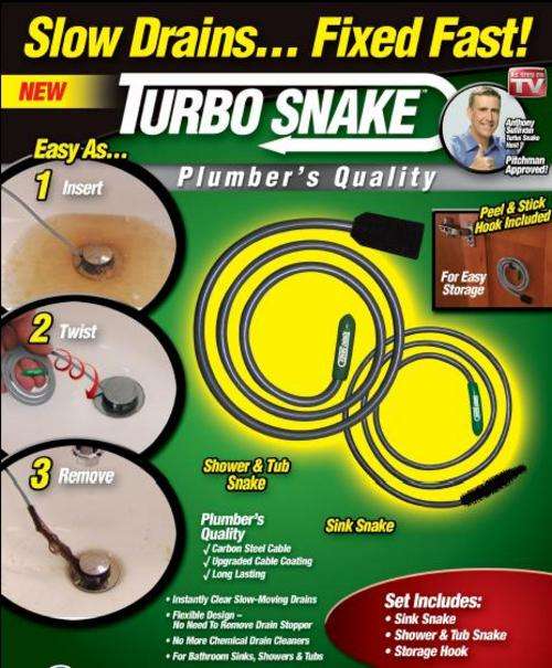 SINK SNAKE- SLOW DRAINS...FIXED FAST!
