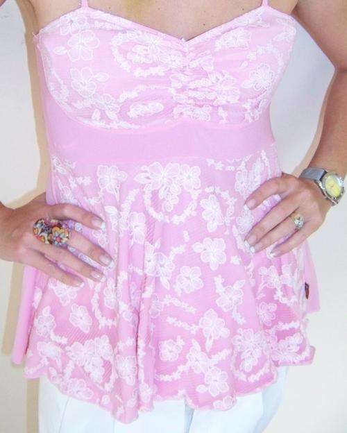 Gorgeous pink & white babydoll top