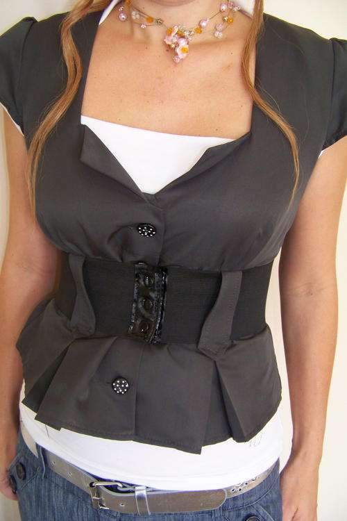 Stunning black top with thick belt
