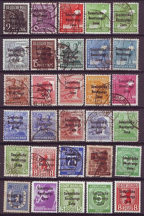 GERMANY - RUSSIAN ZONE  1948  Pictorial overprinted selection Mint and used