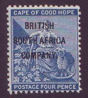RHODESIA  BSAC  - 1896 COGH Overprinted  4d blue SACC 55 mint(NO GUM)