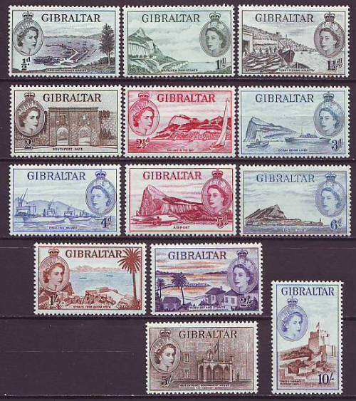 GIBRALTAR - 1953 QEII issue complete set to 10s *MM*