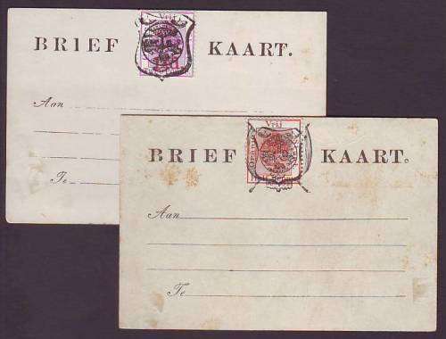 ORANGE FREE STATES -  1892 Brief Kaart   Two overprinted provisional stationery cards