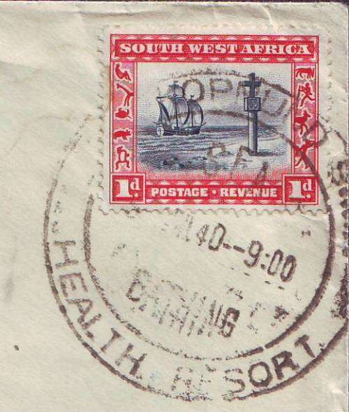 SWA - 1940  World War II  1d used on censored cover (rectangular censor 19)