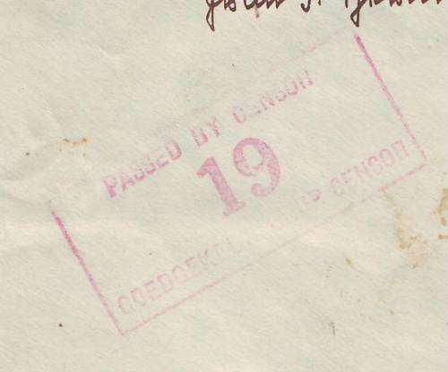 SWA - 1940  World War II  1d used on censored cover (rectangular censor 19)