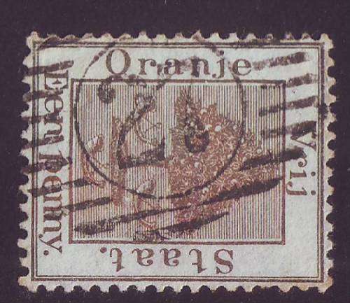 ORANGE FREE STATES -  Numeral barred oval postmark "27"  of HOOPSTAD on 1d