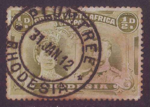 BSAC  - 1910 DOUBLE HEADS  PLUMTREE postmark on 1/2d