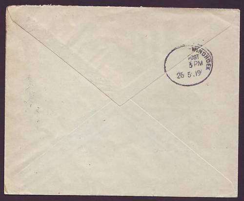 SWA - South Africa occupation - 1918 Kings head 1d  used on censored cover from KARIBIB to Windhoek