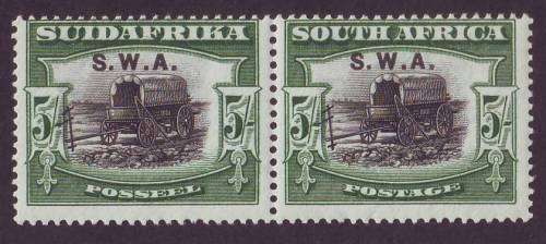 South West Africa - 1927 London Pictorial 5s black and green overprinted `SWA` *MM*