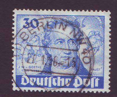 GERMANY - WEST BERLIN  1949 Von Goethe Issue 30pfg blue VF USED