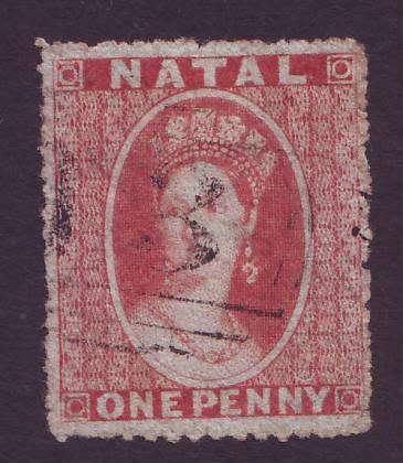 NATAL - 1862 QV 1d rose-red Wmk Small Star VF USED