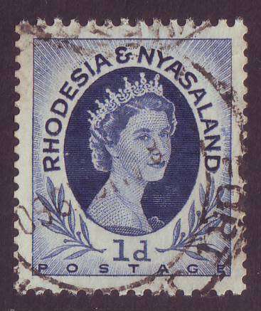 RHODESIA & NYASALAND - 1954 QEII Definitive issue  Scarce 1d coil(Perf.12&1/2x14)  VF USED