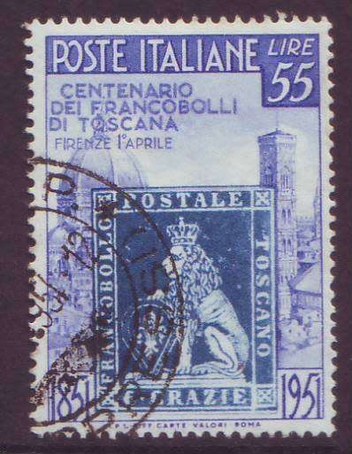 ITALY - 1951 Tuscany Stamps Issue 55 Lire blue VF USED
