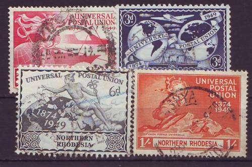 NORTHERN RHODESIA  -  1949 UPU issue complete set VF USED