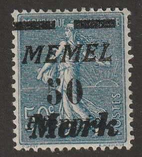 GERMANY - MEMEL OCCUPATION 1923 50c greyish blue surcharged 50 Mark *MM*