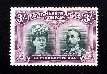 RHODESIA BSAC  - 1910 DOUBLE HEADS  3s  SACC 158  MM