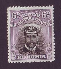 RHODESIA  BSAC  -  1913 ADMIRALS  6d   DIE I Perf. 15  SG 217  MM