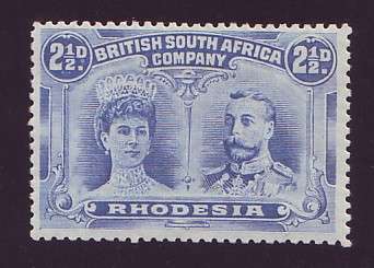 BSAC - RHODESIA   1910 DOUBLE HEADS  SACC 132  2&1-2d  MM