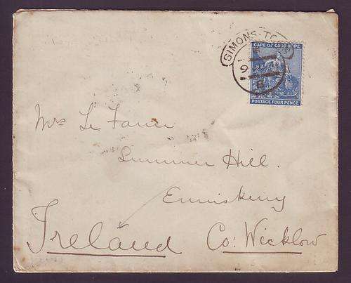 POSTAL HISTORY  -  COGH  1890  HMS Raleigh ship cover to Ireland