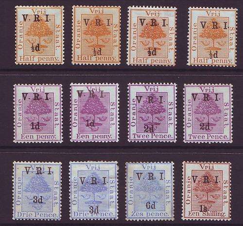 ORANGE FREE STATES -  1900  VRI Overprints raised stops, mint selection MM