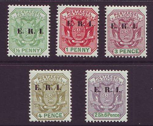 TRANSVAAL - 1901-02   Overprinted "ERI" Complete set **UM**