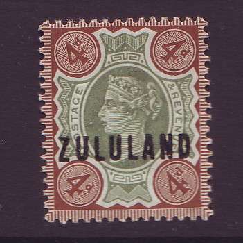 ZULULAND 1888  -  4d OVERPRINTED  SACC 6  *LMM*
