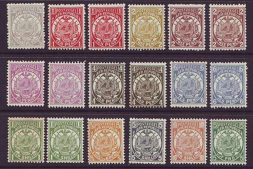TRANSVAAL - 1885   Complete set to 5 Pounds with shades **UM**