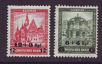 GERMANY - 1932 Building stamps surcharged   Complete set *LMM*