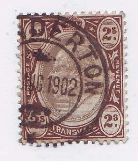 TRANSVAAL - 1902  KE VII   2s black and brown   VF USED  SACC 258