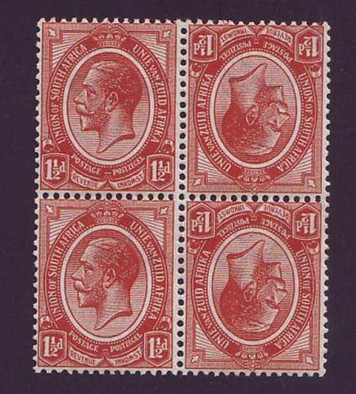 UNION  KINGS HEADS 1913 - 1&1-2d   SACC 4  Tete-beche block of four stamps **UM**