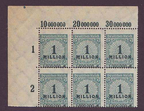 GERMANY - 1921-1923  Deutsche Reich Inflation Period -Corner block with perforation shift **UM**