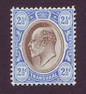 TRANSVAAL - 1904-09  KE VII   2&1/2d   Wmk MCA   SACC269 *MM*