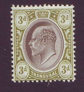 TRANSVAAL - 1904-09  KE VII   3d   Wmk MCA   SACC270 *MM*