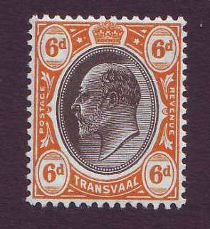 TRANSVAAL - 1904-09  KE VII   6d   Wmk MCA   SACC272 *MM*