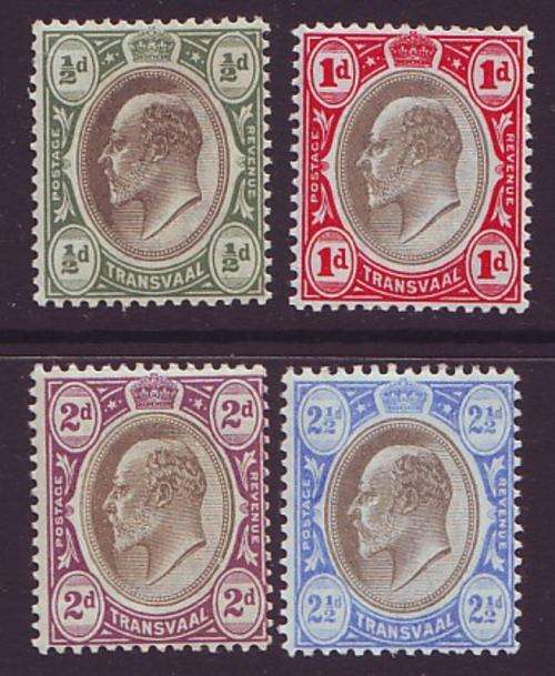 TRANSVAAL - 1902 KEVII  Four lower values *LMM*  SACC 250/253