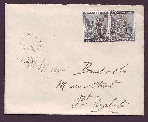 POSTAL HISTORY  - COGH  2x1/2d  on cover to Port Elizabeth