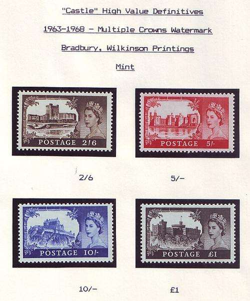 GB - QEII  1963, High Values, Castles, Bradbury Wilkinson ptg complete set *LMM*