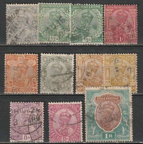 INDIA - 1911/1912  KGV Issue part set to 1 R  VF USED