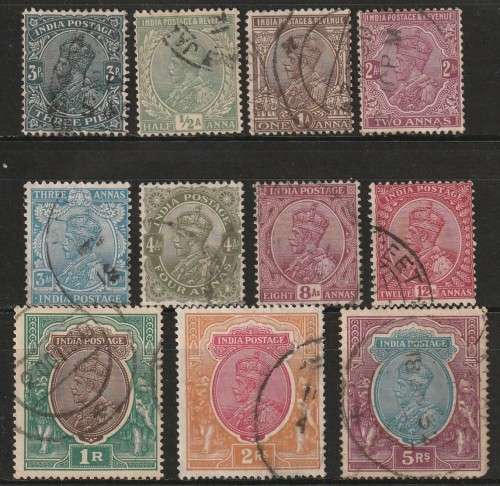 INDIA - 1926  KGV Issue Complete set to 5R  VF USED