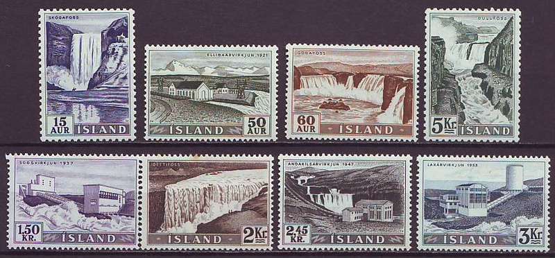 ICELAND - 1956 Waterfalls and Powerstations issue complete set *MM*