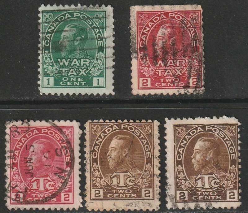 CANADA - 1915/16 WAR TAX issues Part set VF USED